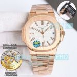 OMF Swiss Replica Patek Philippe Nautilus 5711 White Face 40mm Rose Gold Watch 